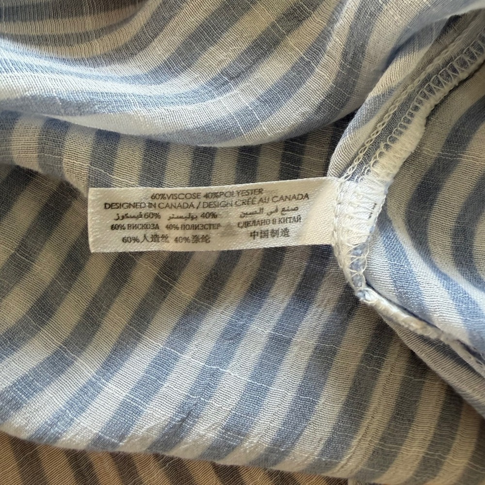 la Vie en Rose Aqua Striped Button Down Tunic Cover Up Tropical Resortwear M - Picture 6 of 9